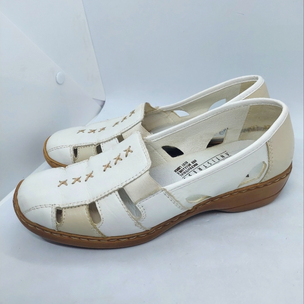 Rieker Loafers Doris Ivory Tan Casual Leather Shoes Women's Size 37 US 6